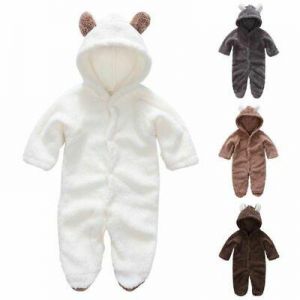 fadishop בגדים וצעצועים לילדים Baby Winter Thicken Bear Jumpsuit Warm Fleece Hoodie Romper Newborn-Clothes Suit